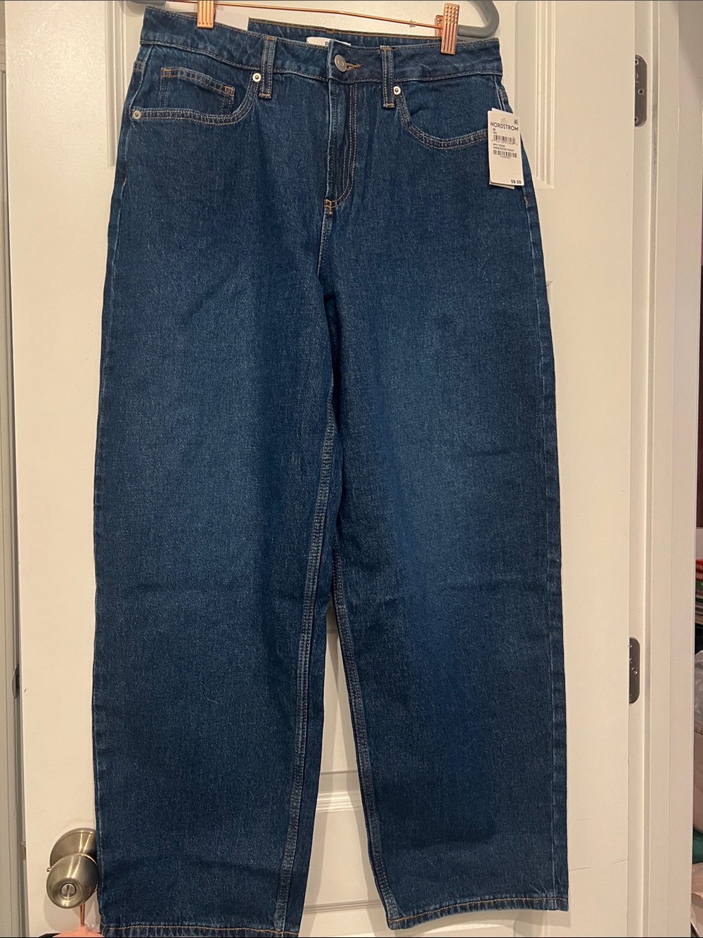 High-Rise Wide-Leg Jeans in Dark Blue Denim